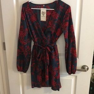 Navy & Red floral dress